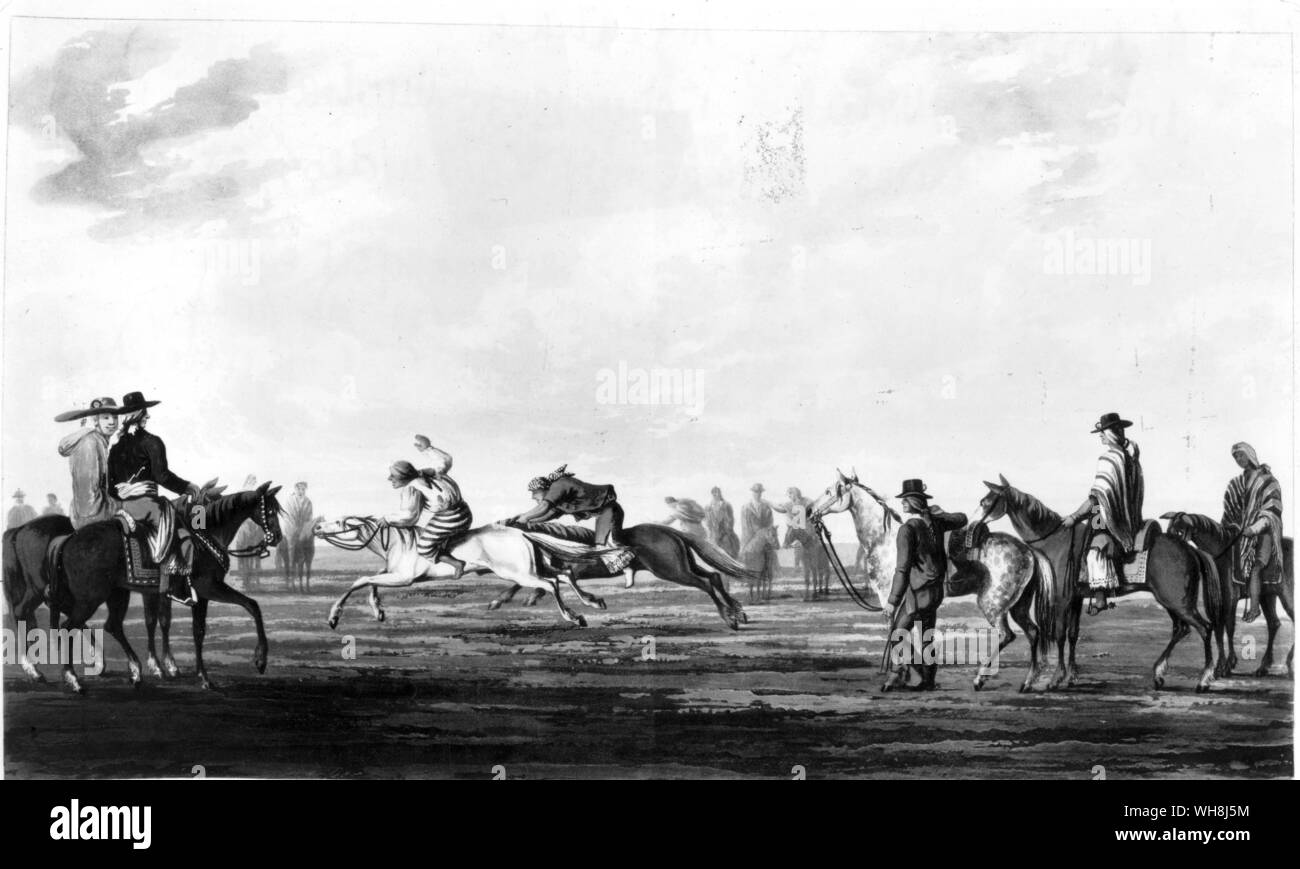 Ein Pferderennen. Von Darwin und der Beagle von Alan Moorhead, Seite 115. Stockfoto