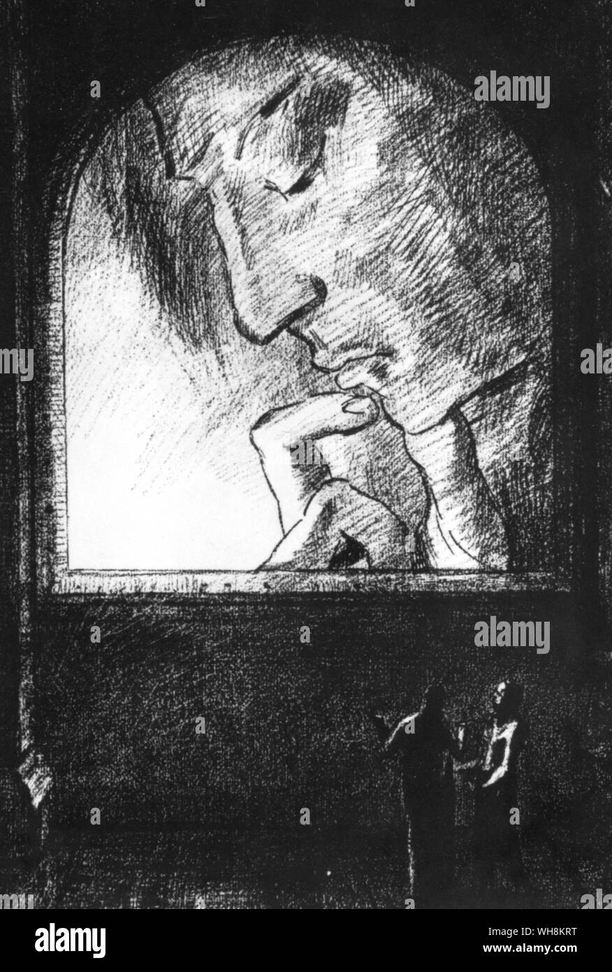 Licht Profil von Odilon Redon. Viele Themen sprechen über die Empfindungen von draußen stehen sich Stockfoto