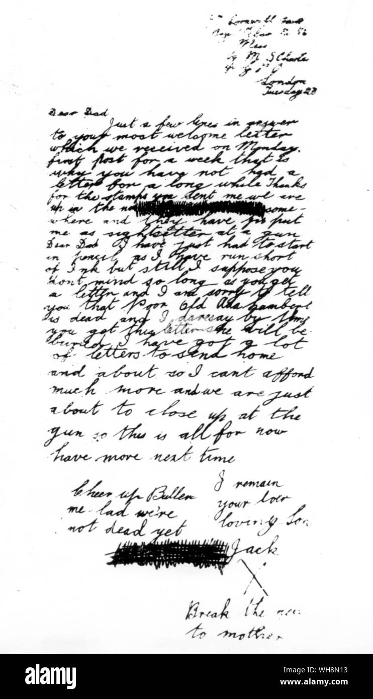Der junge Held der Schlacht von Jütland John Travers Cornwell, der zweite jüngste Sieger der Victoria Cross. Er diente als Anblick setter auf der HMS Chester und obwohl tödlich verwundet er auf seinem Posten wartenden Aufträge blieb. Seinem letzten Schreiben home Stockfoto