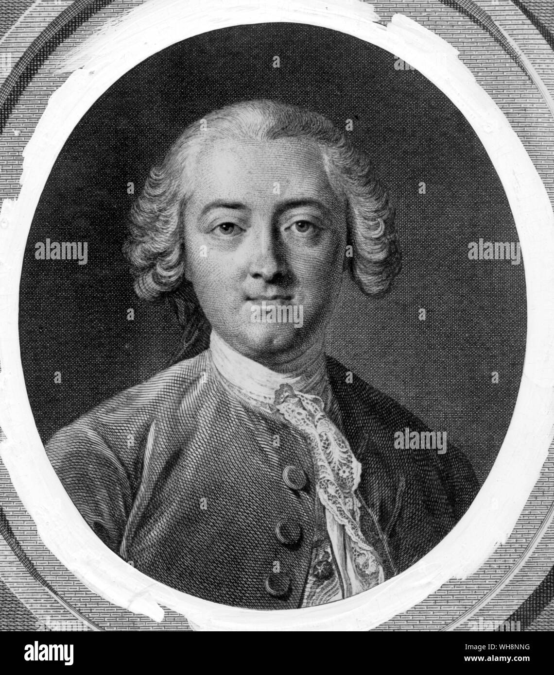 Claude Adrien Helvetius. Gravur von A. de Saint-Aubin nach C. A. van Loo Stockfoto