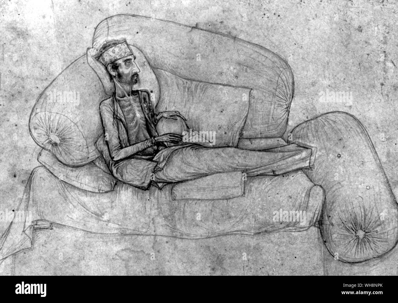 Die sterbenden Inayat Khan, für Jahangir im Jahre 1618 gezeichnet Stockfoto