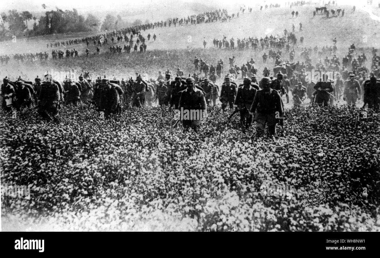 Die gnadenlose vorwärts voraus der Deutschen Armee in Frankreich im Jahr 1914 unter den Schlieffen Plan Stockfoto