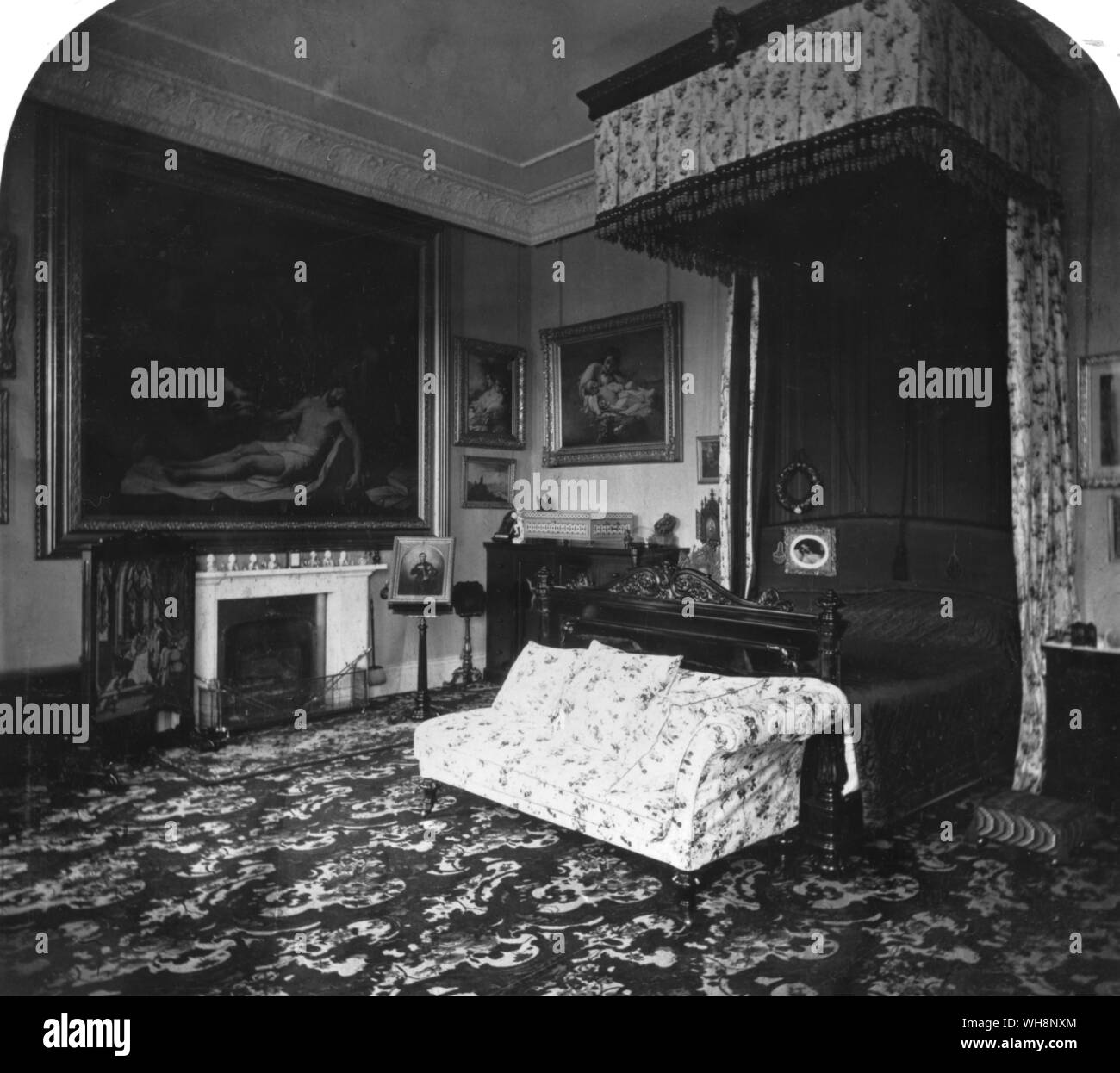 Von Queen Victoria Schlafzimmer Osborne 1876 Stockfoto