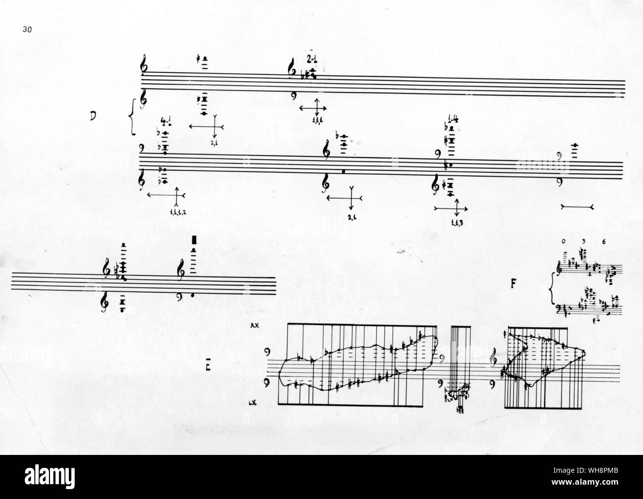 Einen ausführlichen Teil für Konzert für Klavier und Orchester von John Cage. 15. Mai 1958 Stockfoto