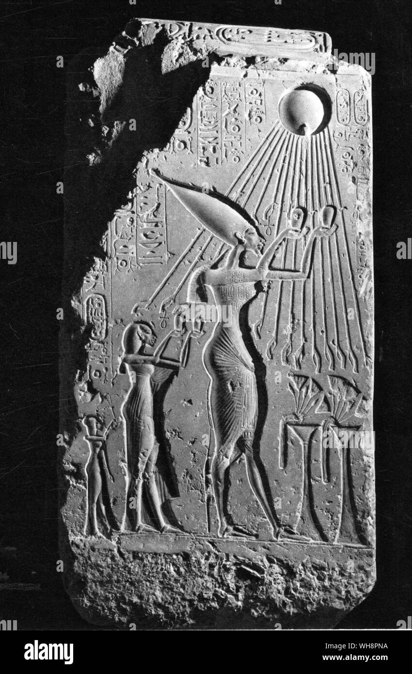 Stele von Amarna Echnaton angezeigt. Ägypten. Stockfoto