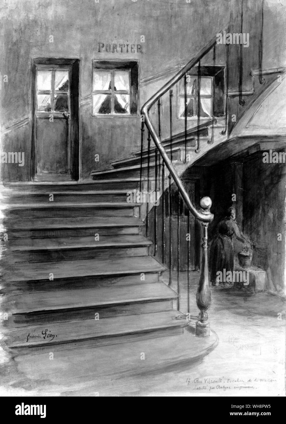 Der Treppe zu Balzacs Büro Stockfoto