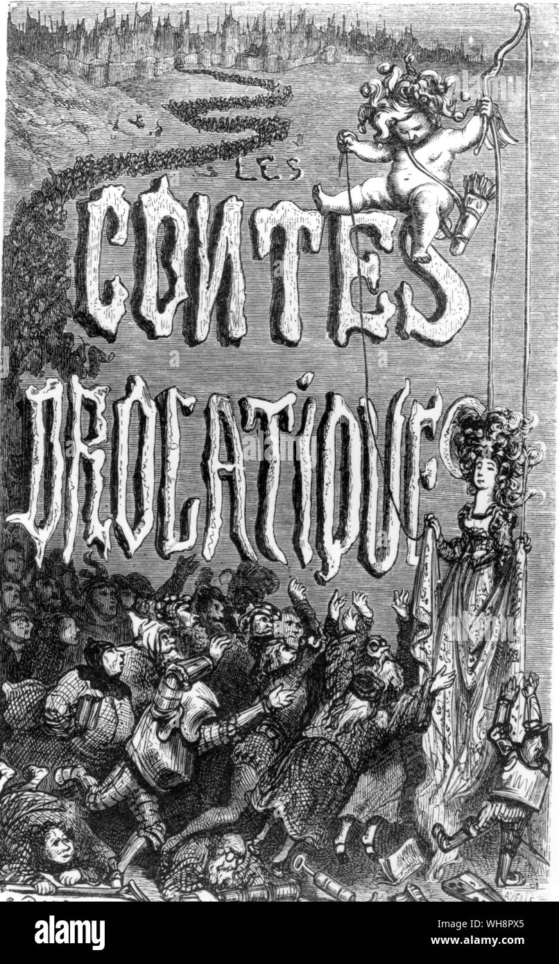Titelseite und Dekoration von Gustave Dore's Illustrationen Contes Drolatiques Stockfoto