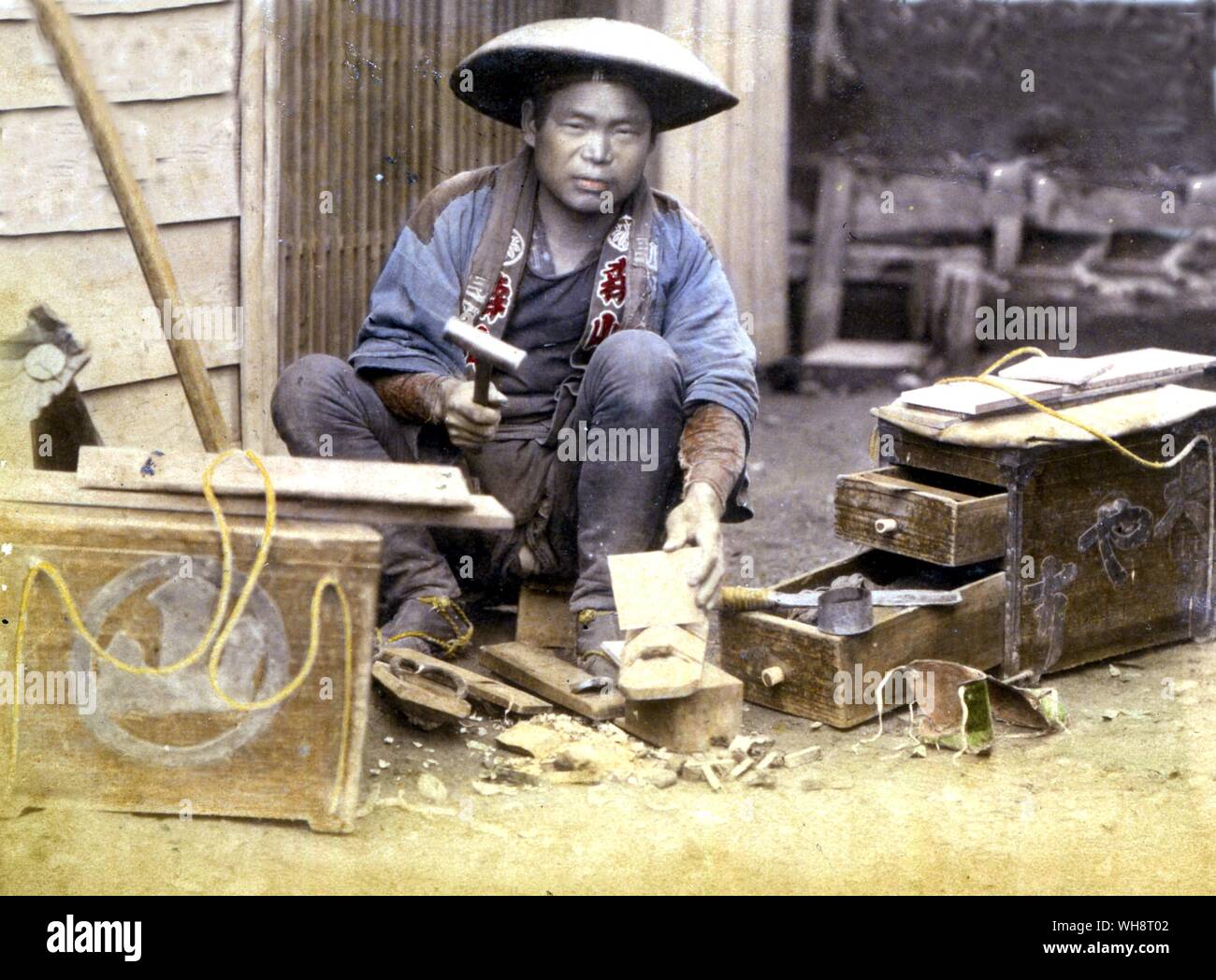 Japanische bootmaker. 1899. Stockfoto