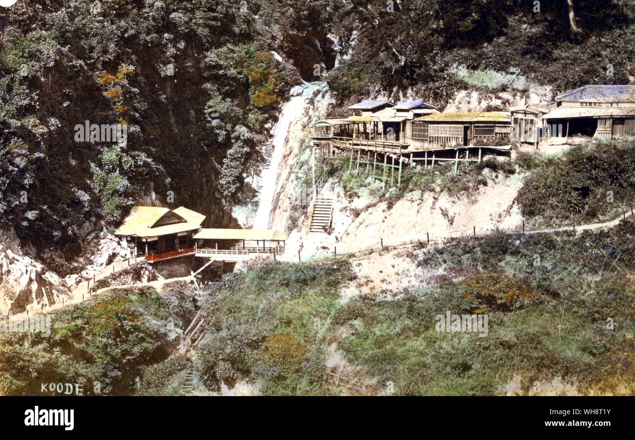 Der Wasserfall Teehaus in Kobe. 1900. Stockfoto