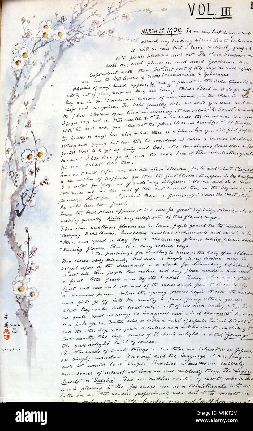 Ein Auszug aus den Tagebüchern von Richard Gordon-Smith. 1900. Stockfoto