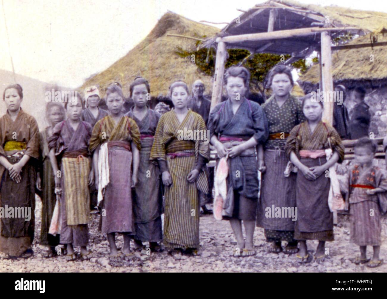 Japanische Dorfbewohner. Stockfoto