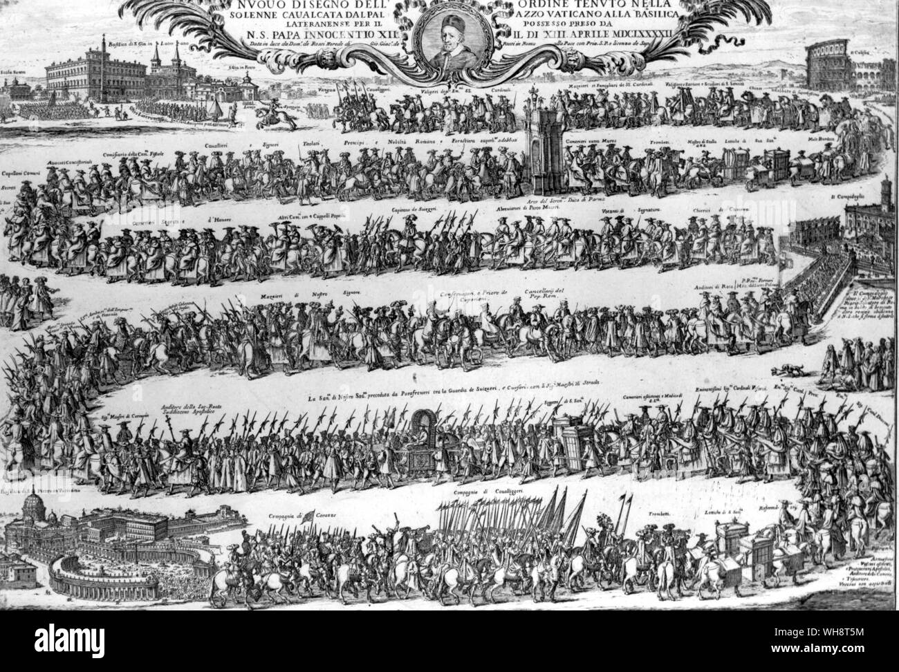 Prozession pf Innozenz XII. Aus dem Vatikan auf seine formal in Besitz des Hl. Johannes 1692 Stockfoto