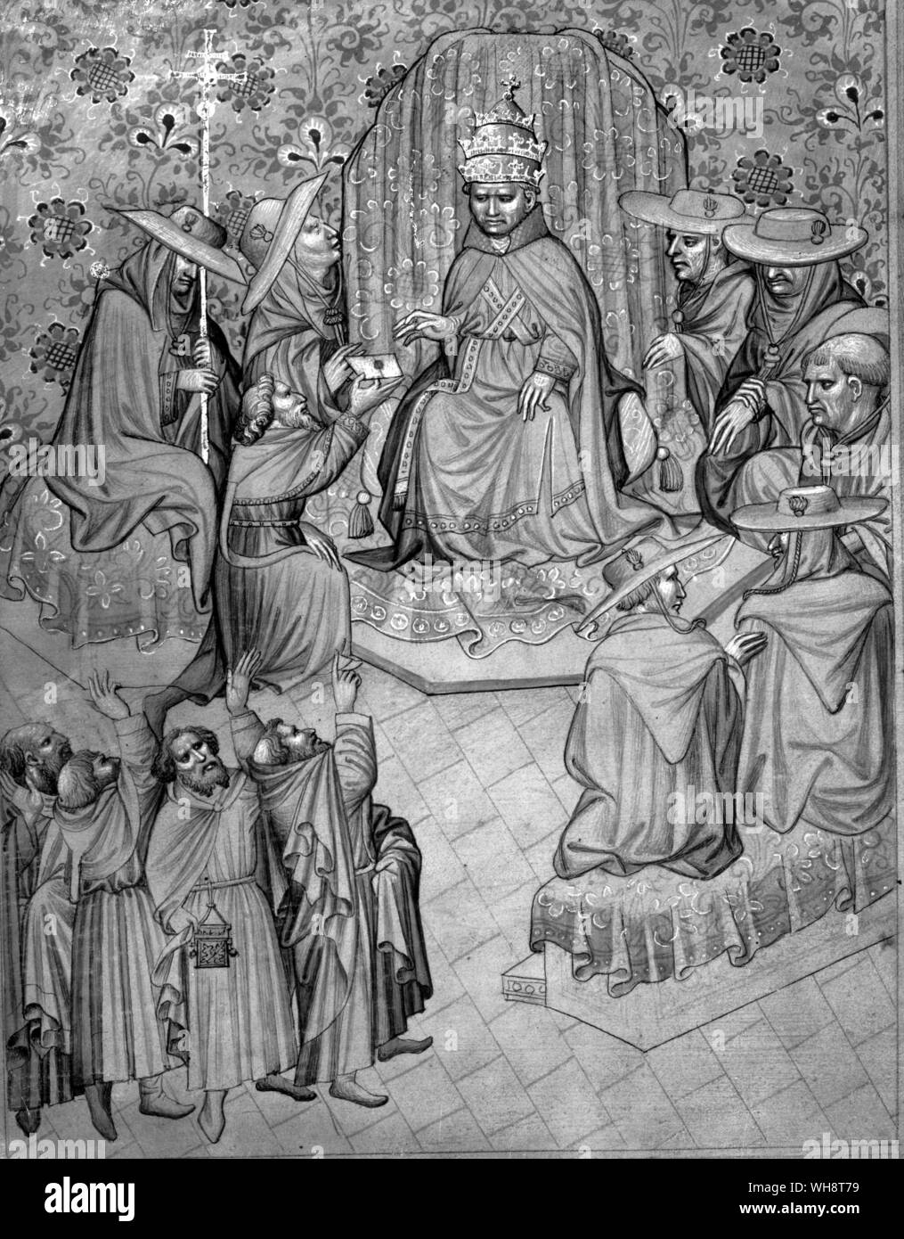 Johannes XXII Empfang der Antwort der griechischen Kirche zu seiner Forderung nach Vorlage Stockfoto