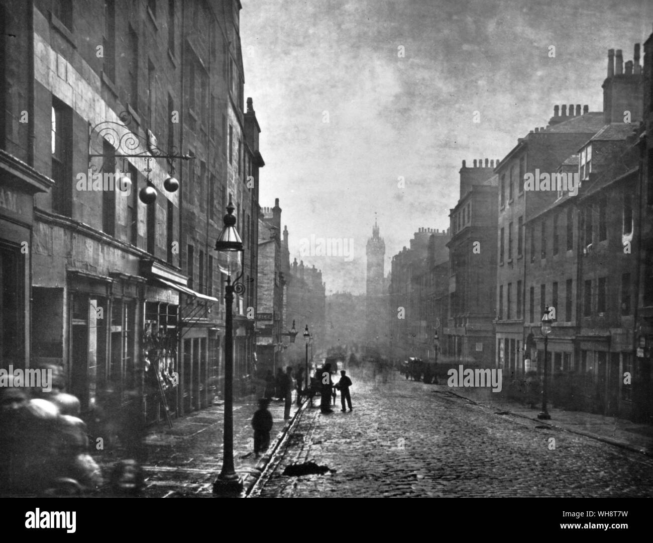 Glasgow 1860. High Street von der Hochschule öffnen Stockfoto
