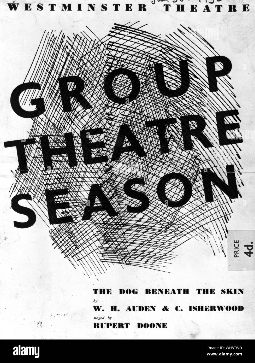 Das Programm für die Produktion der Hund unter der Haut 1936 Stockfoto