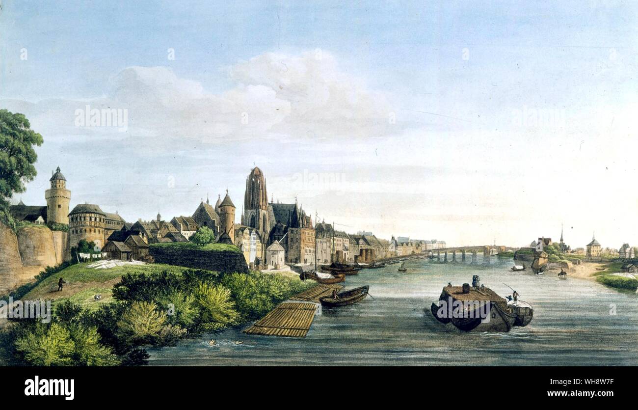 Frankfurt Deutschland vom Fluss 1815 Stockfoto