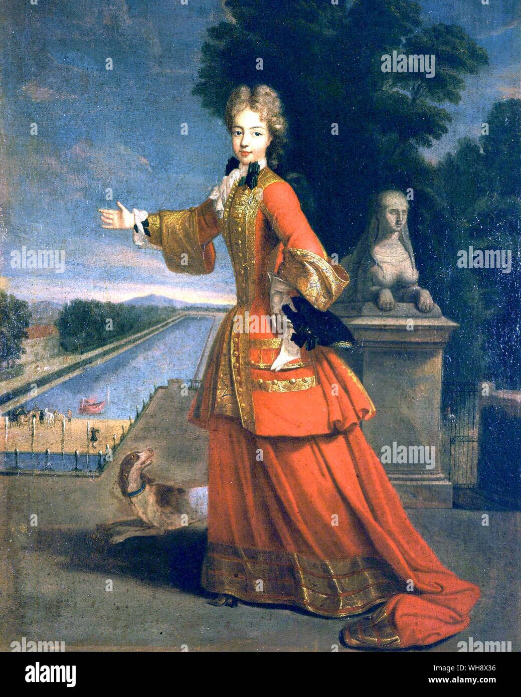 Der Herzogin de Bourgogne gekleidet für Jagd, von Pierre Gobert Stockfoto
