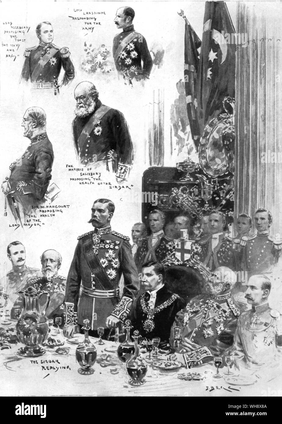 Kitchener, am Bankett für ihn in der Mansion Hauses am November 4th, 1898 gefeiert.. Stockfoto