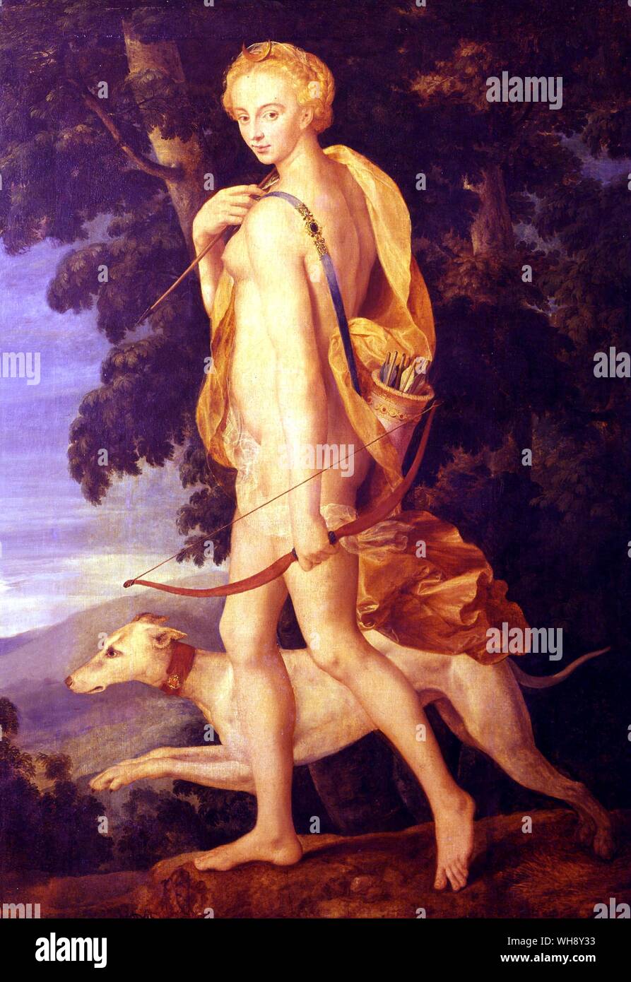 Diane de Poitiers 1499-1566 als Diana die Jägerin Herrin von Heinrich II. von Frankreich Stockfoto