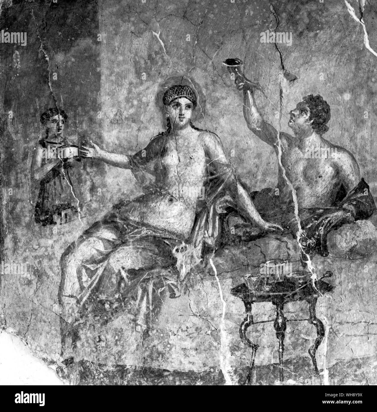 Eine intime Party, in einer Wandmalerei aus Herculaneum, 1. Jh. n.chr. Stockfoto