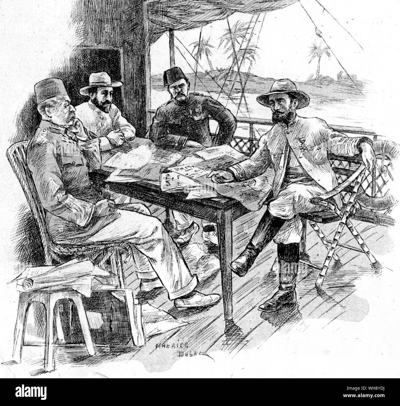 Das Treffen zwischen Kitchener und Marchand an Bord der Dal.. Stockfoto