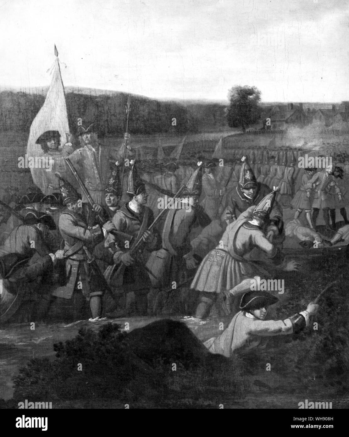 Der Angriff auf den Französischen rechten Flügel bei Blenheim. Von öl Laguerre der Skizze Detail Stockfoto