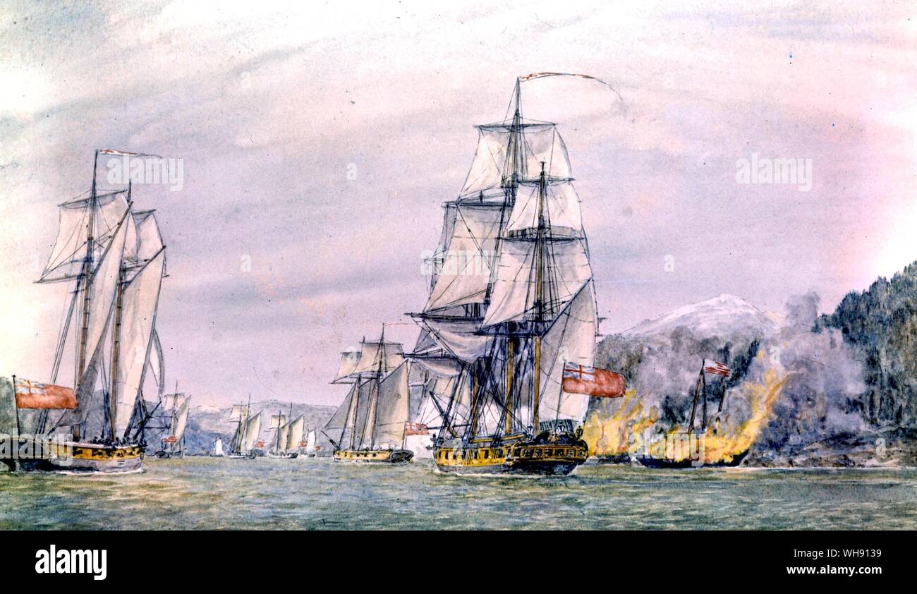 Die albemarle von Robertson. Sie war ein 28 gun Fregatte von den Franzosen gefangengenommen und als eines der ersten Schiffe Nelson als Kapitän geboten. Er nahm sie in die USA und trat an der Haube auf New York im Krieg 1781-3 Stockfoto
