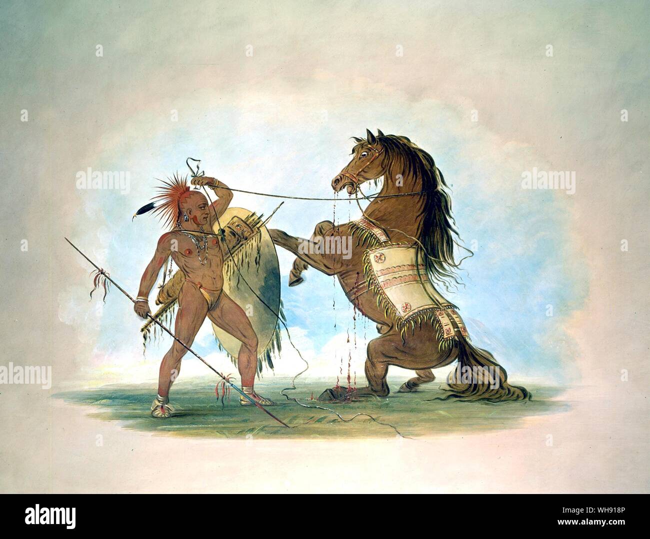 George Catlin's, "pawnee Krieger opfert seine Lieblings Pferd'.. Stockfoto
