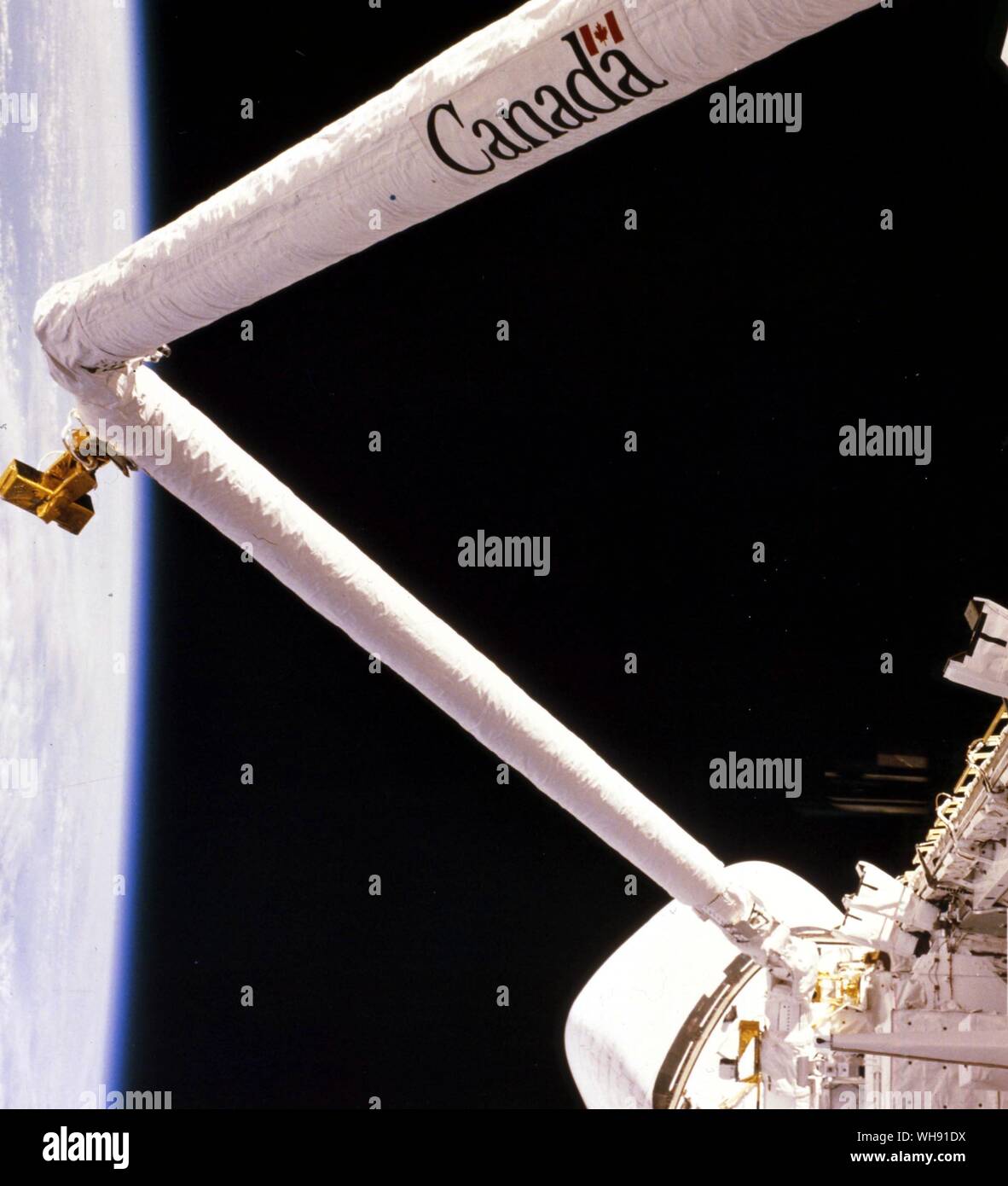 Space-Shuttles. Remote manipulator system. Raumfähre Columbia. Stockfoto