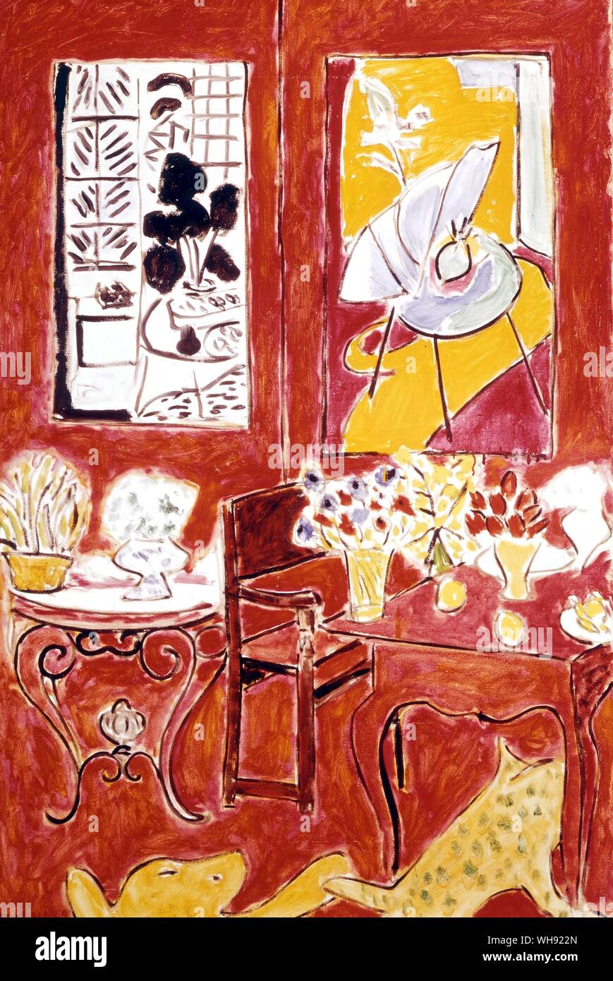 Grand Interieur Rouge. Große rote Innenausstattung. von Henri Matisse. Im Museum National d'Art Moderne, Centre Pompidou, Paris, Frankreich. Stockfoto