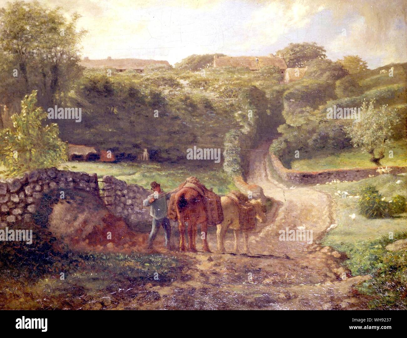 Le Hameau de Cousin ein Grenville - Reims Frankreich - 1865-73. durch Jean-Francois Millet (1814-75). In Musee Saint-Denis, Reims, Frankreich. . Stockfoto