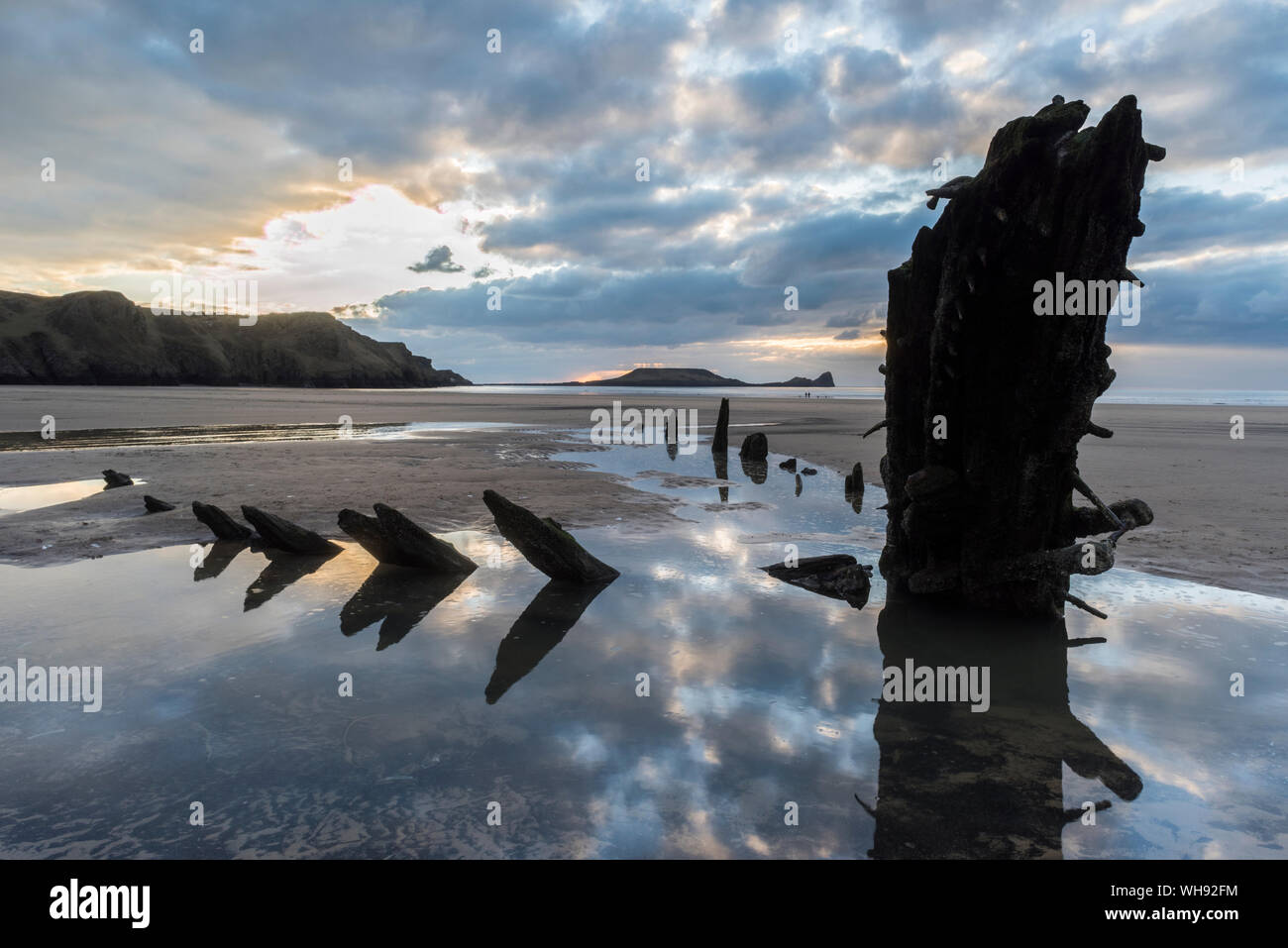 Wrack der Helvetia, Rhossilli Bay, Gower, South Wales, Großbritannien, Europa Stockfoto