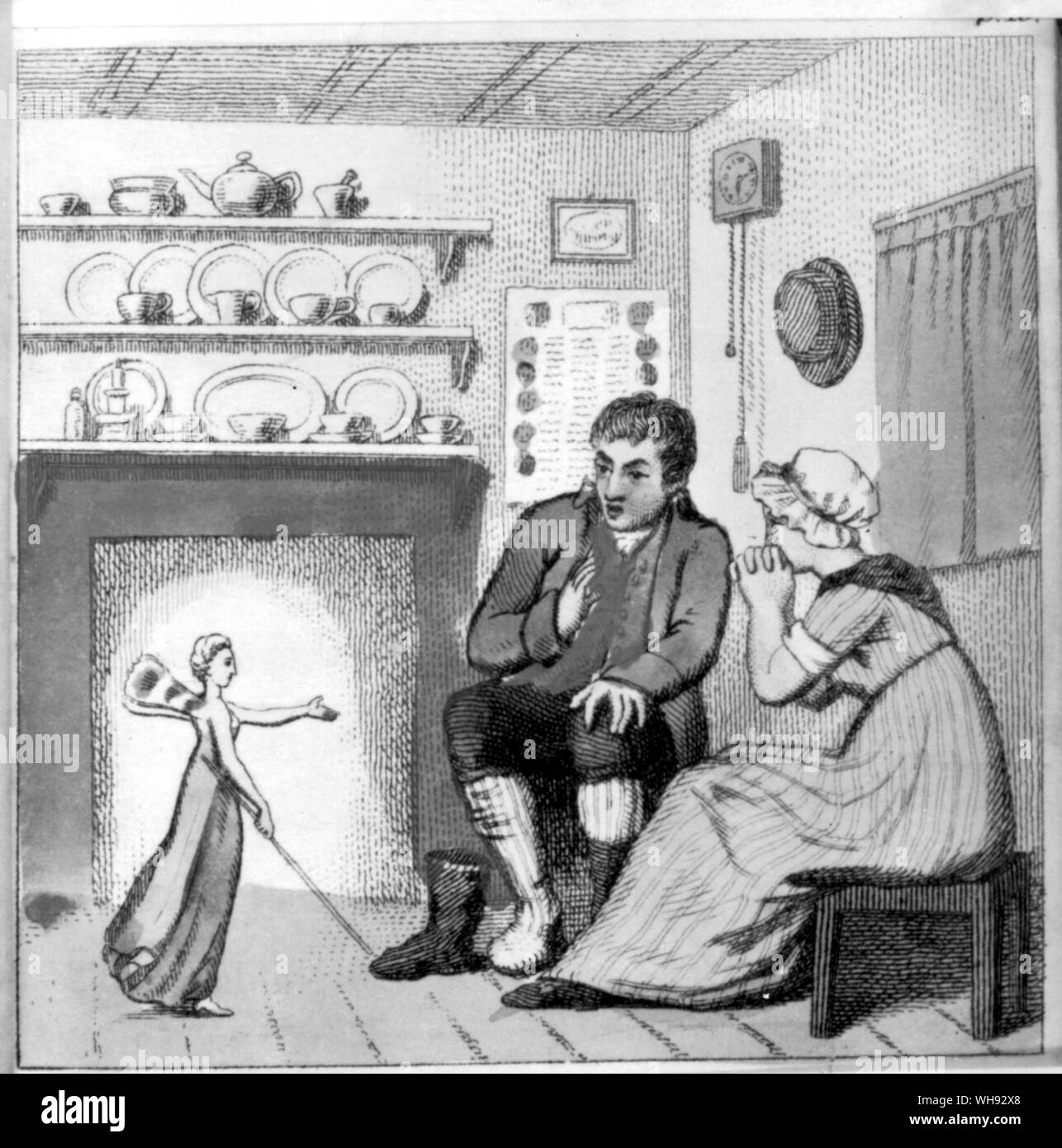 Kupferstiche von Frau in Dorset denken, bevor Sie sprechen oder Die Drei Wünsche 1809 Stockfoto
