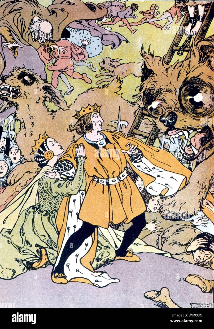 Das Pulverfass. "Die drei Hunde Rettung der Soldat." Helen Stratton die Evokation der Szene, 1905.. Stockfoto
