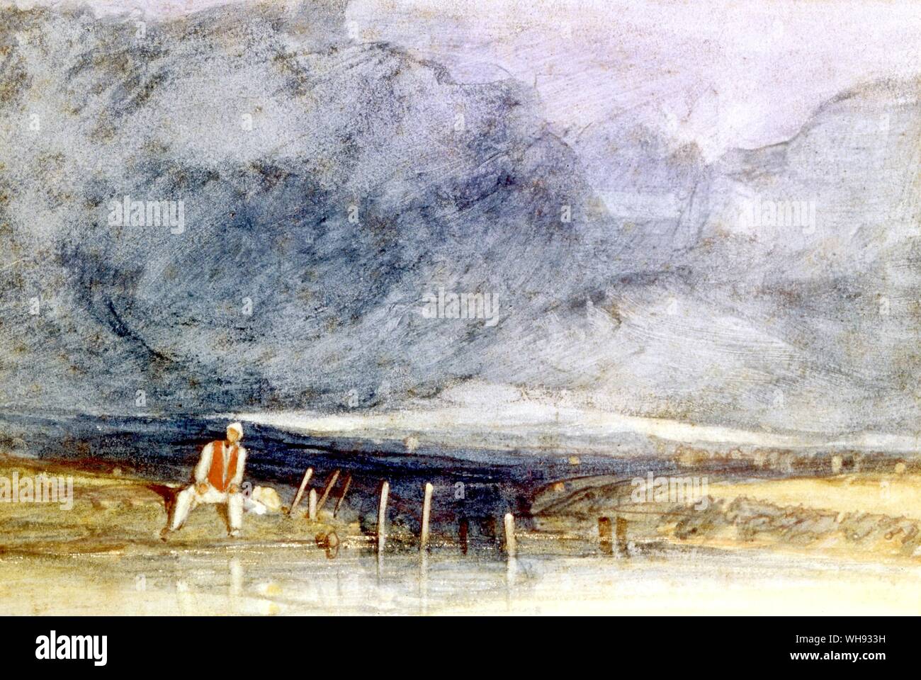 Landschaft in Blau von John Sell Cotman Stockfoto