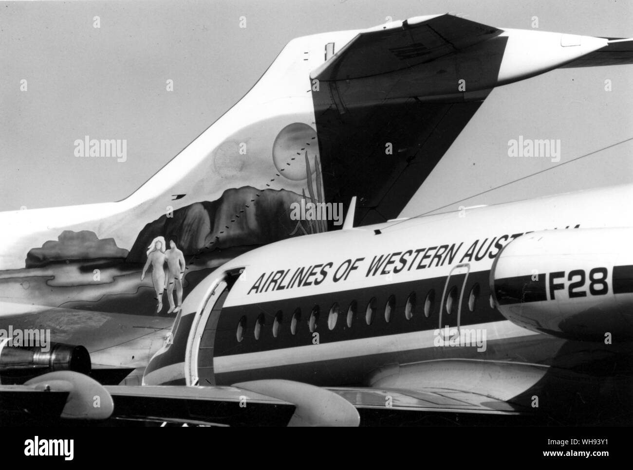 Ein Gemälde an den Schwanz eines Jet in Alice Springs Airport Stockfoto