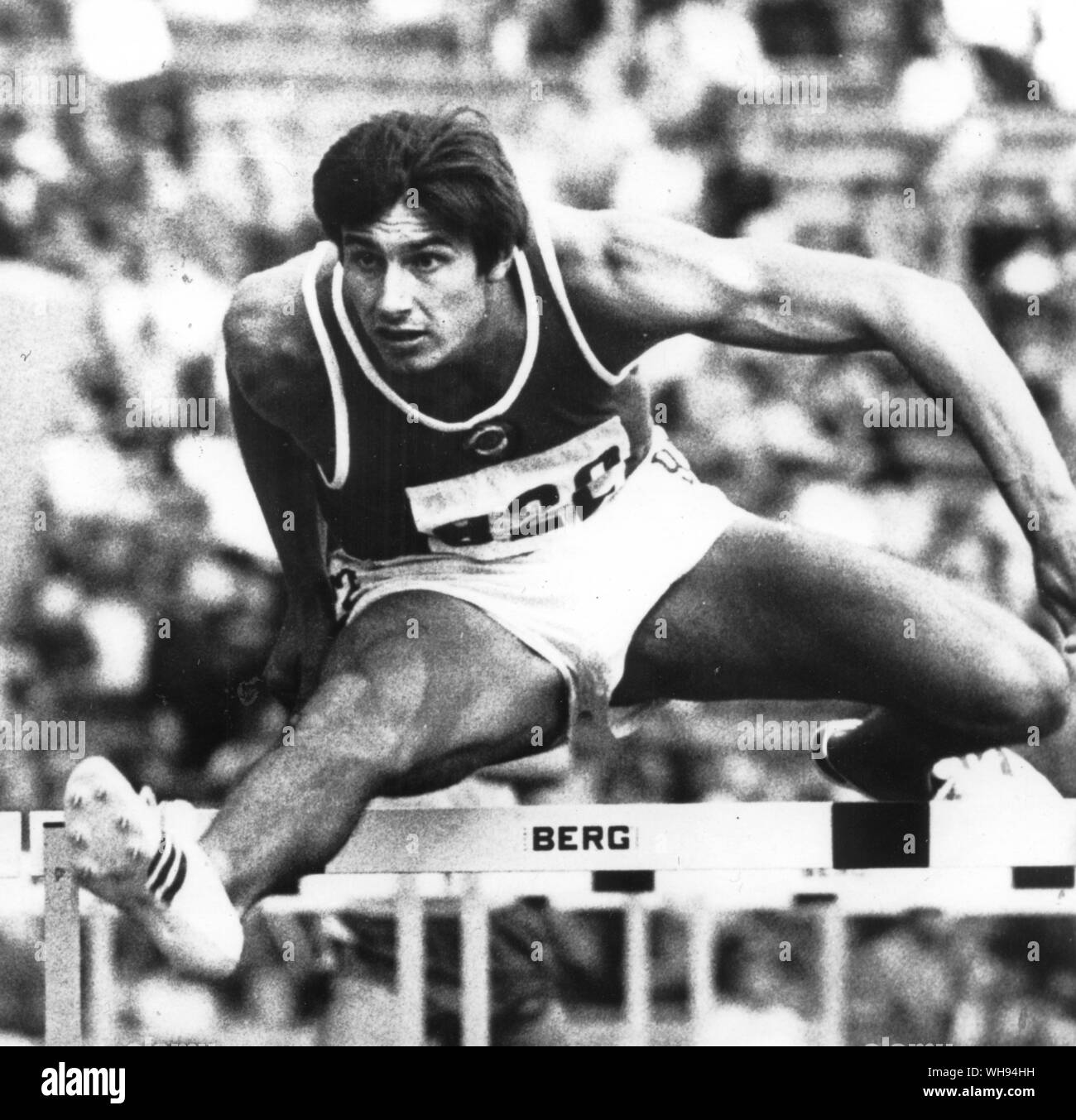 Olympischen Spielen in München Decathlon Gewinner. Nikolai Avilov der UDSSR Russland die 110 Meter Hürden bei der decathlon gewinnt Gold 8 September 1972 Stockfoto