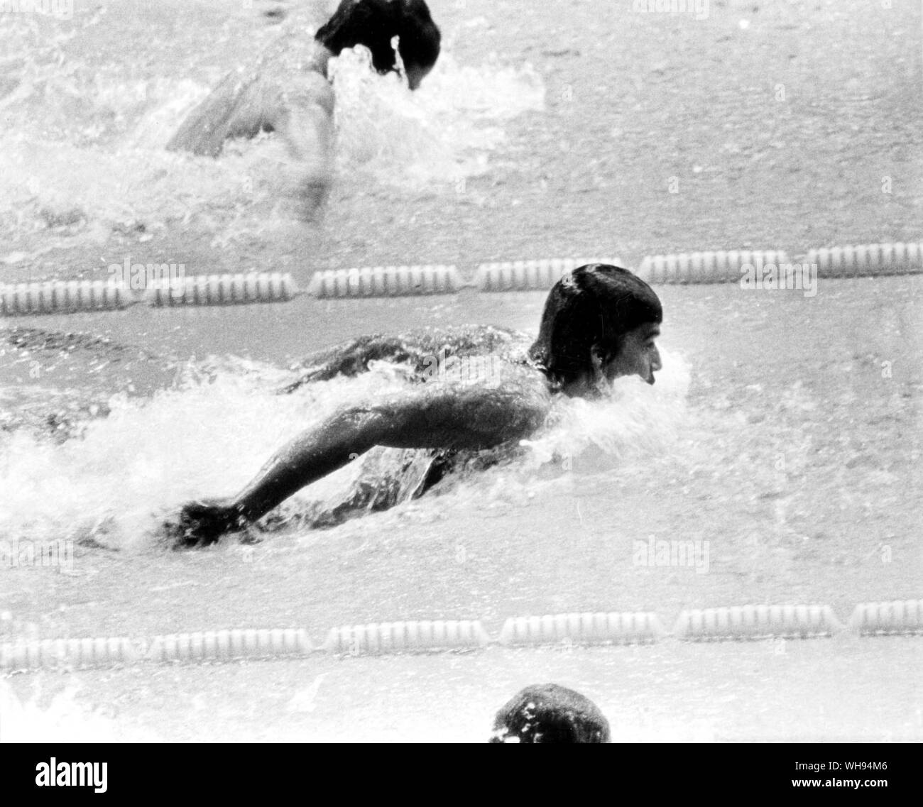 September 1972: Munich Olympics: Mark Sptiz der USA im 100 m Schmetterling. Stockfoto
