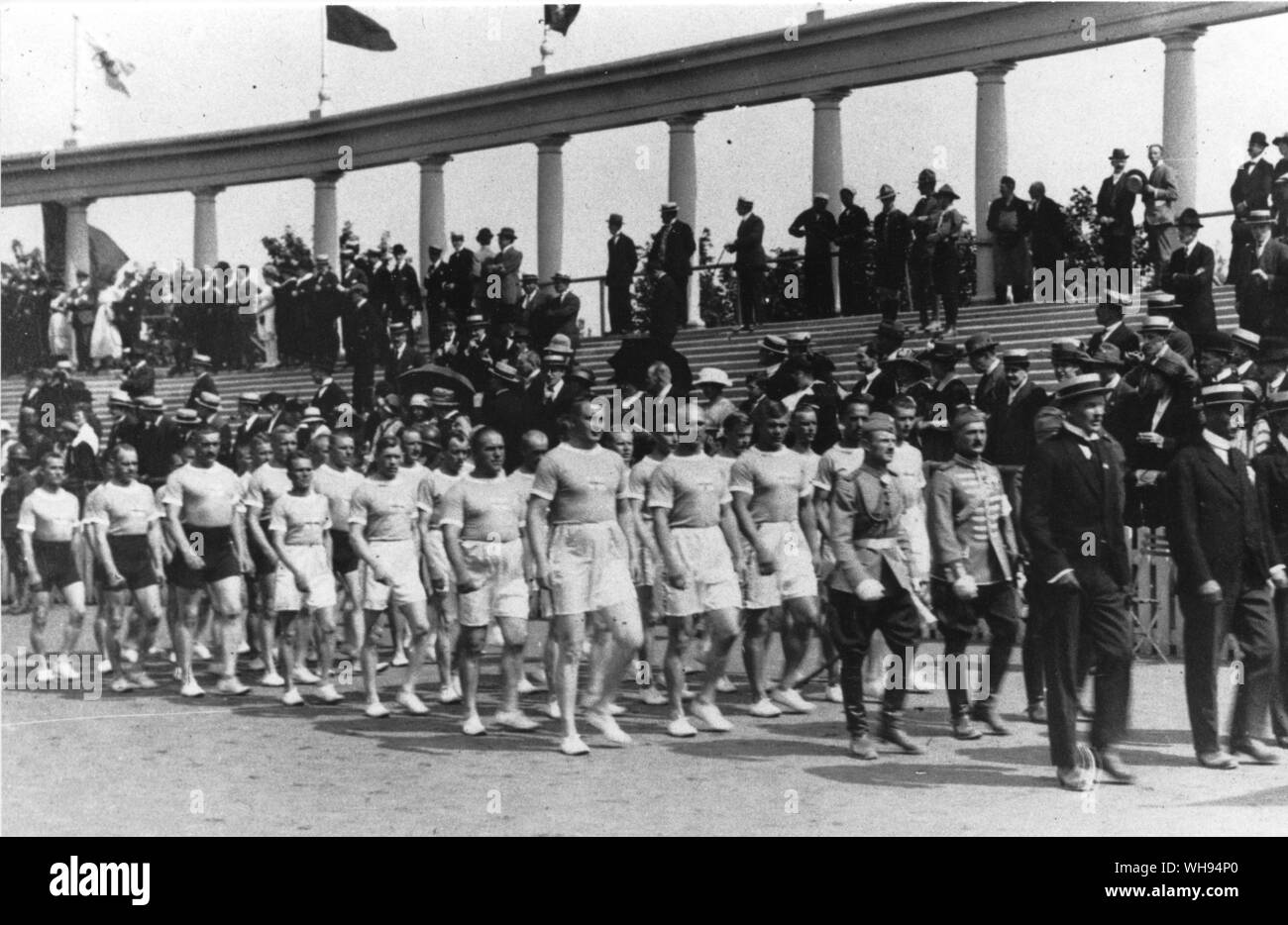 Olympischen Spiele 1920 Antwerpen schwedische Mannschaft in Gymnastik Uniformen Stockfoto