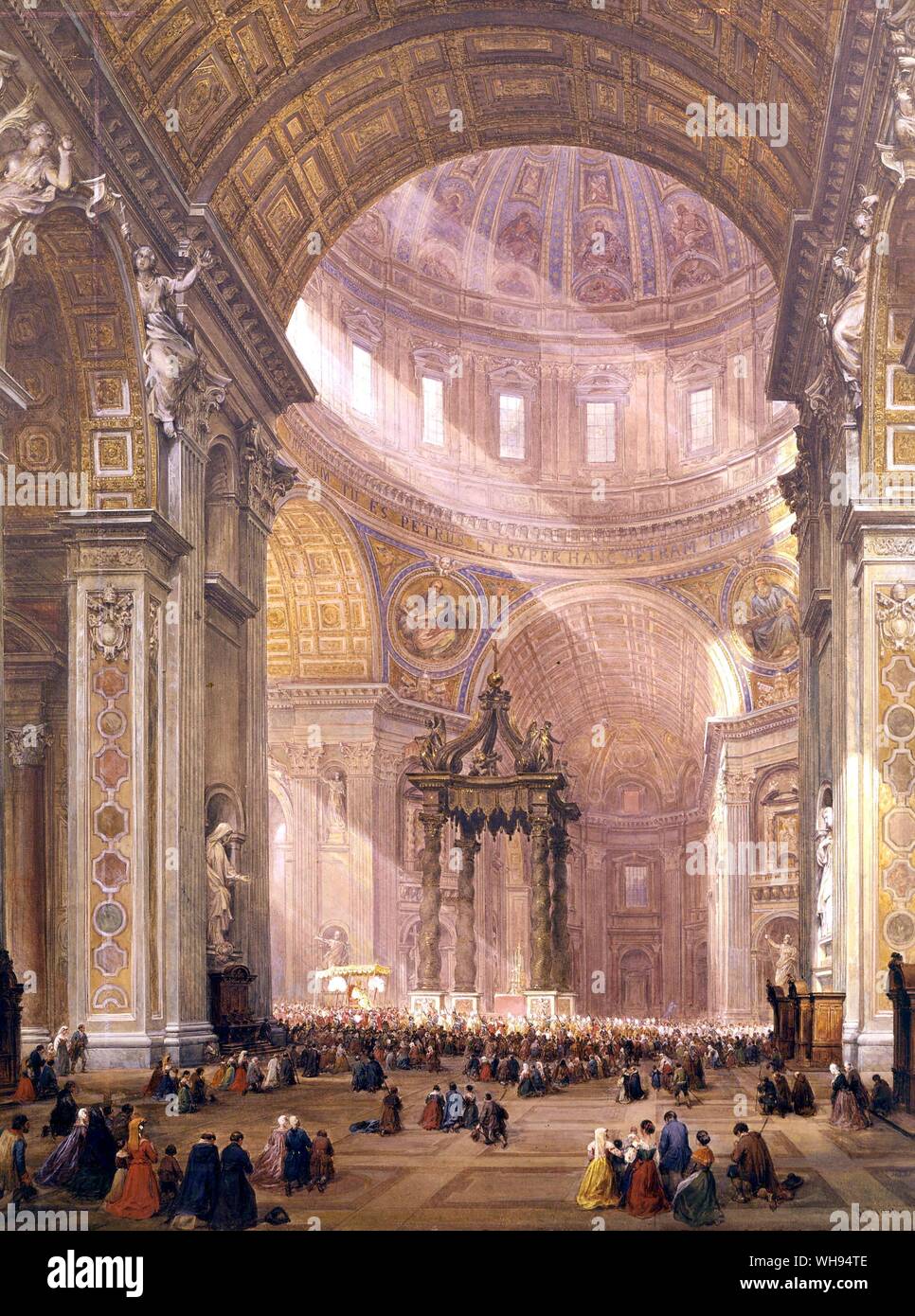 Die Überfahrt nach Norden. Der Papst wird auf der sedia gestatoria 1864 durchgeführt Stockfoto