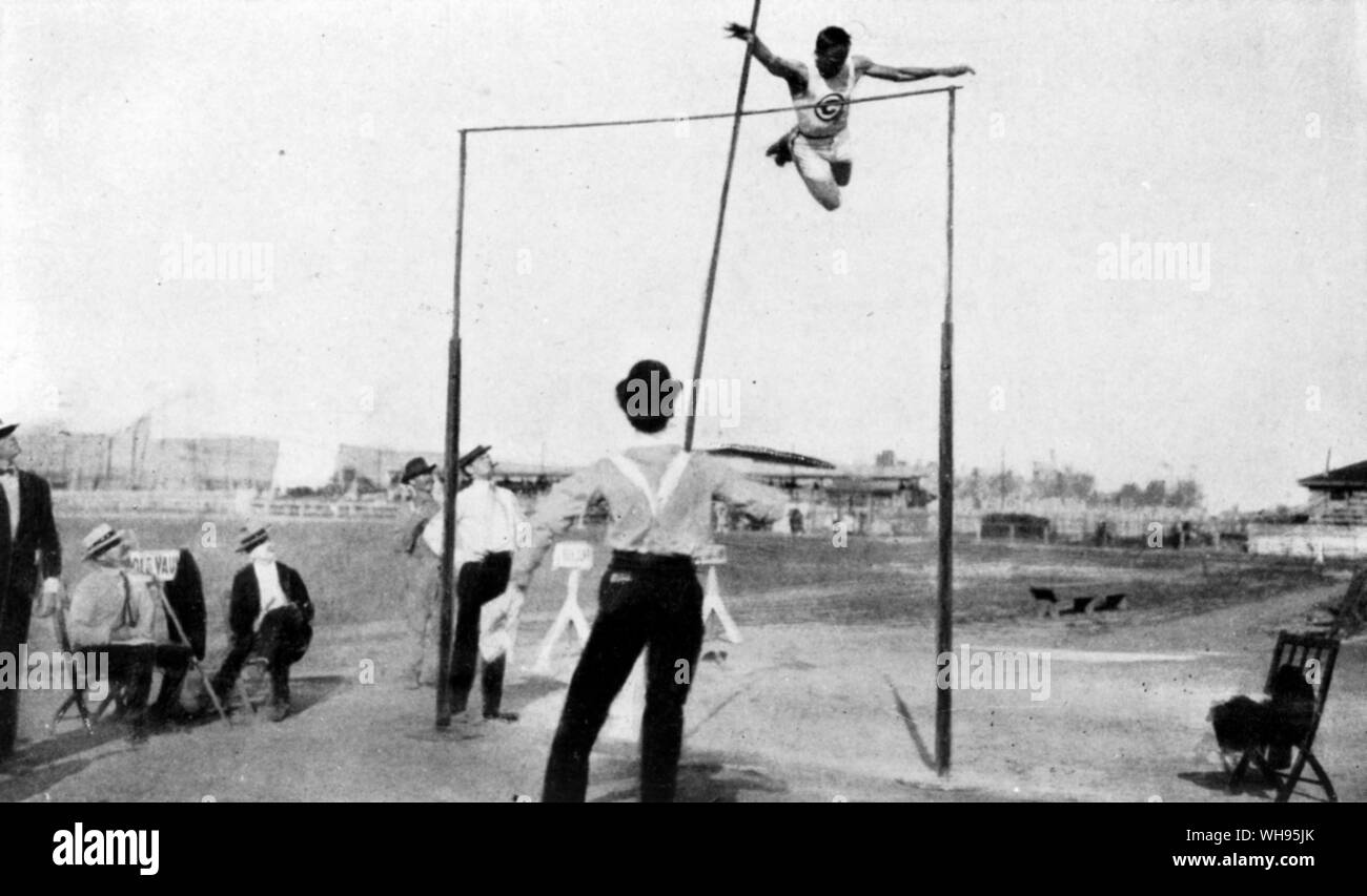 St. Louis, USA. Olympische Spiele 1904: Schönholzer der USA, Stabhochsprung Goldmedaillenträger.. Stockfoto