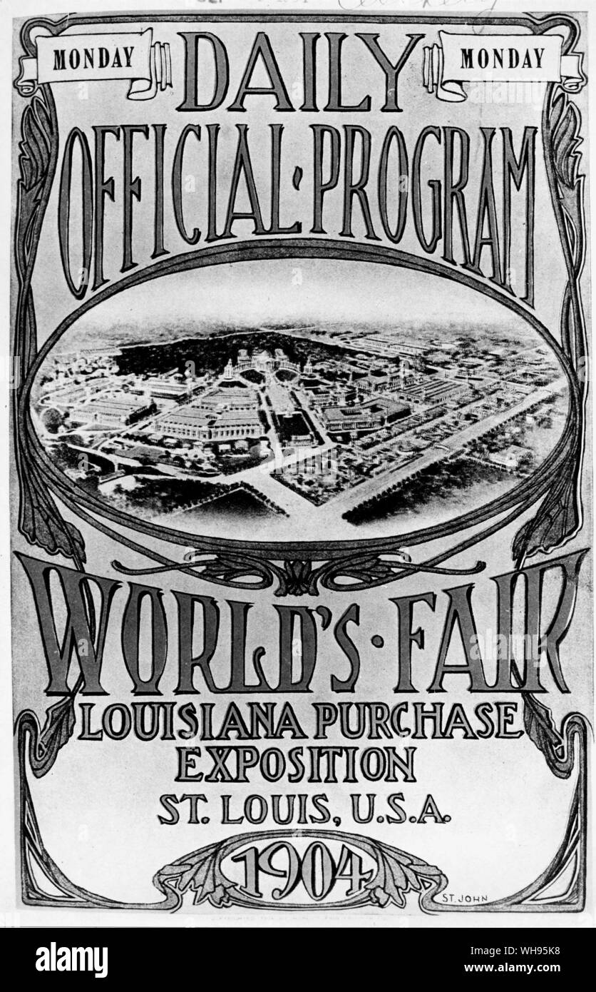 USA, St. Louis. Olympische Spiele 1904: Programm für Messe der Welt, das auch die Olympischen Spiele 1904. Stockfoto
