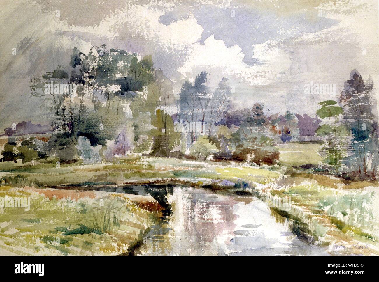 Malerei von Suffolk Landschaft von Jean Clark.. Stockfoto