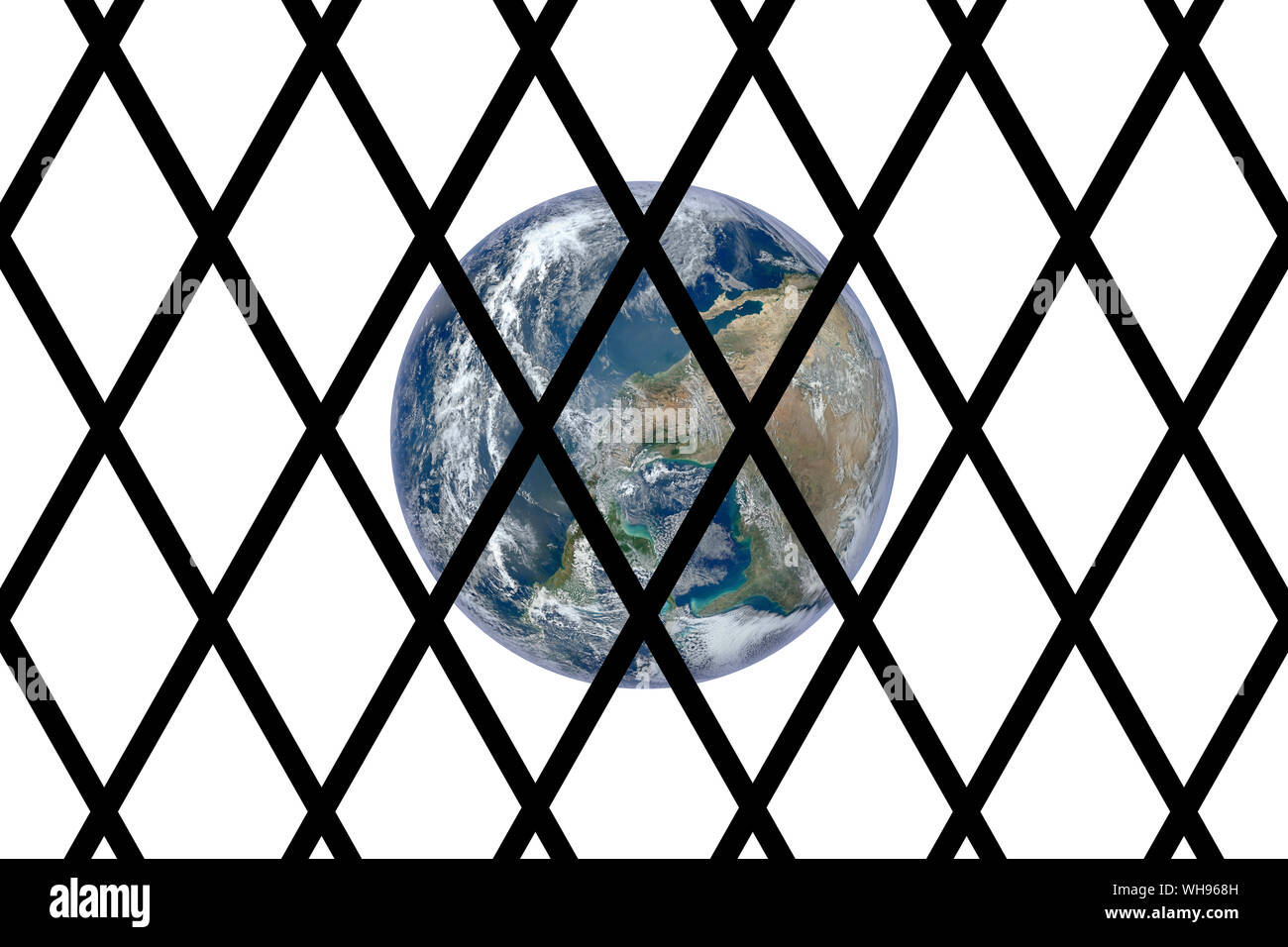 Konzeptionelle Bild der Welt durch ein Gefängnis bars gesehen - Konzept Bild Stockfoto
