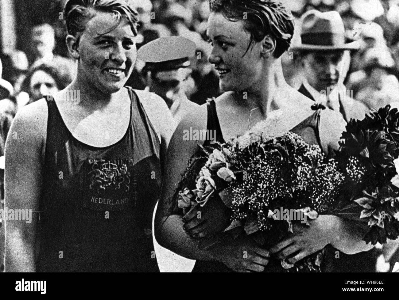 Hilde Schrader 200 m Brustschwimmen der Olympischen Spiele in Amsterdam 1928. Stockfoto