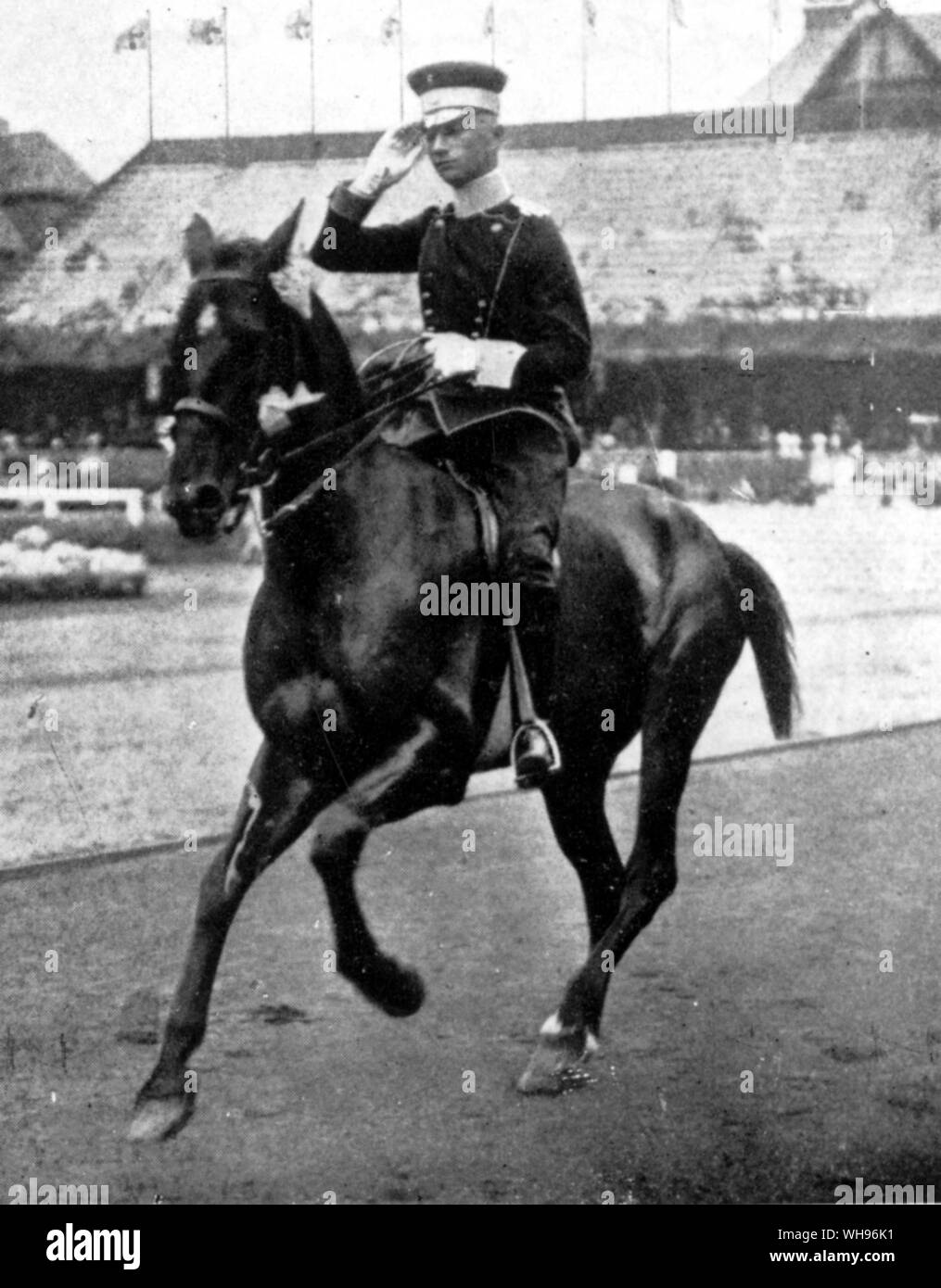 Einzelnen Wettbewerb im Bereich Wettbewerb militärischen Leutnant von rochow Deutschland 2. Preis bei den Olympischen Spielen in Stockholm 1912 Stockfoto
