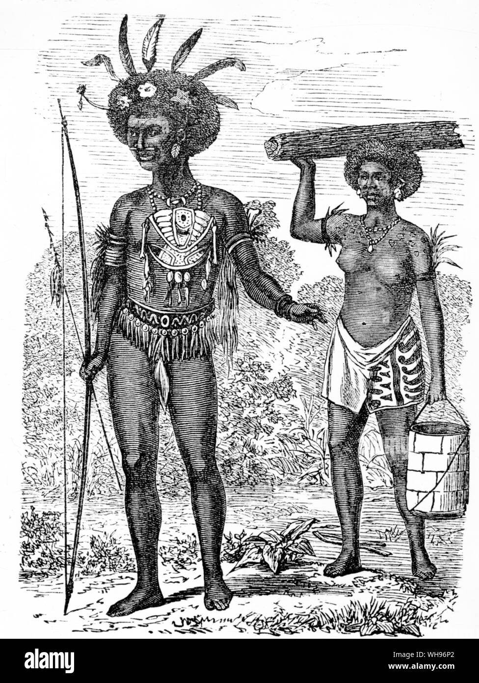 New Guinea. Ureinwohner/Mann und Frau Stockfoto