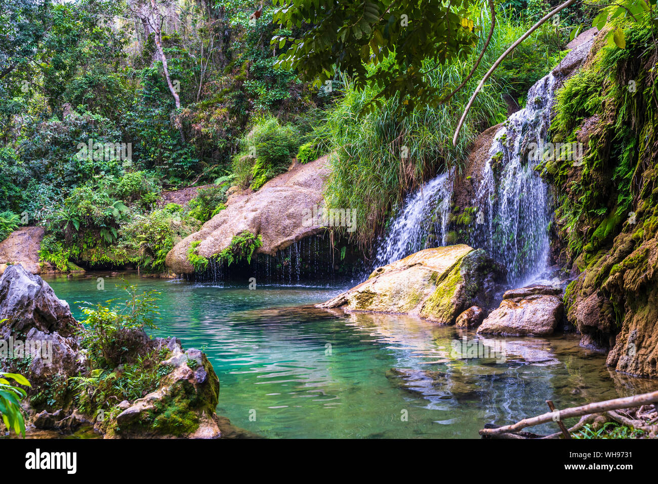 El Nicho Wasserfall in der Sierra del Escambray Berge nicht weit von Cienfuegos, Kuba, Karibik, Karibik, Zentral- und Lateinamerika Stockfoto