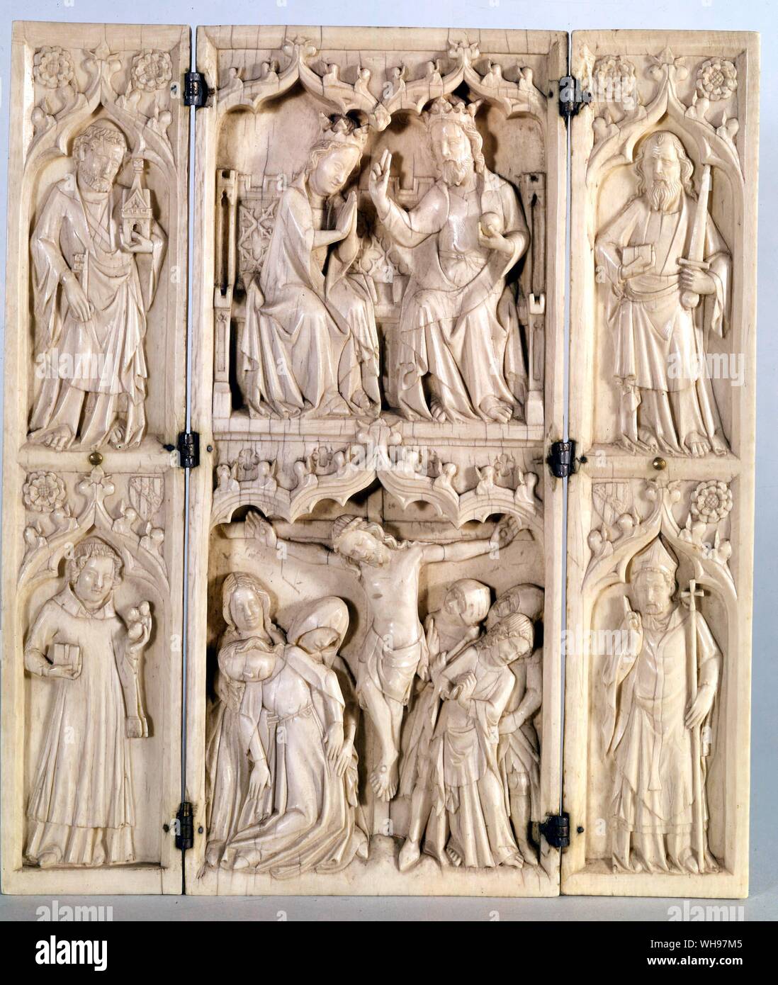 Krönung der Jungfrau Crufi des hl. Petrus, Paulus, Stephen und Bischof Stockfoto