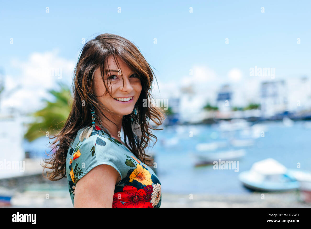 Frau in Arrecife, Spanien Stockfoto